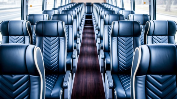 50 passenger charter bus inside san marcos